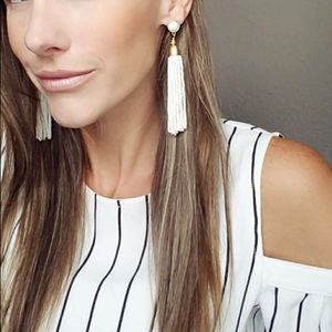New- Stella & Dot - Gita Tassel Earrings - White